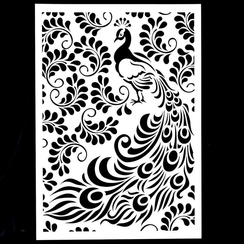 SLGIFT DIY Decorative Peacock Stencil Template for Painting on Walls Furniture Crafts (Peacock) - Image 3